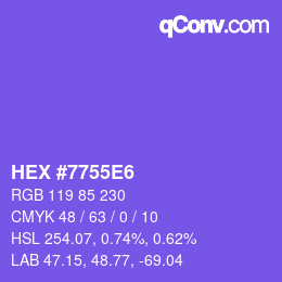 Color code: HEX #7755E6 | qconv.com