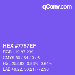 颜色代码: HEX #7757EF | qconv.com