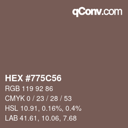 Color code: HEX #775C56 | qconv.com
