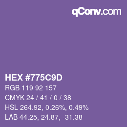 颜色代码: HEX #775C9D | qconv.com