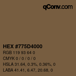 Color code: HEX #775D4000 | qconv.com
