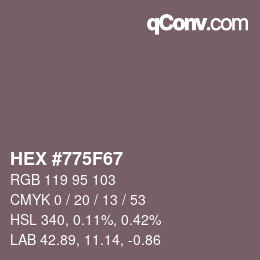 Color code: HEX #775F67 | qconv.com