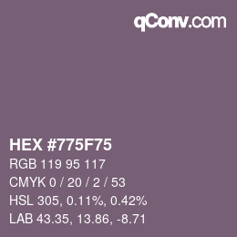 カラーコード: HEX #775F75 | qconv.com