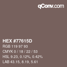Código de color: HEX #77615D | qconv.com