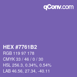 カラーコード: HEX #7761B2 | qconv.com