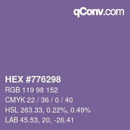 颜色代码: HEX #776298 | qconv.com