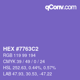 Color code: HEX #7763C2 | qconv.com