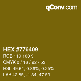 Farbcode: HEX #776409 | qconv.com