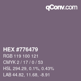 Color code: HEX #776479 | qconv.com