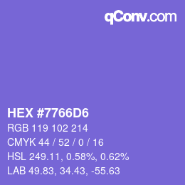 颜色代码: HEX #7766D6 | qconv.com