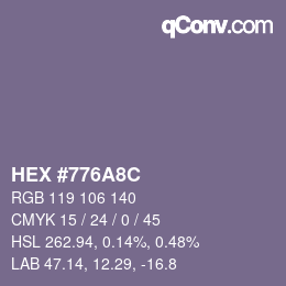Color code: HEX #776A8C | qconv.com