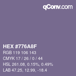 カラーコード: HEX #776A8F | qconv.com