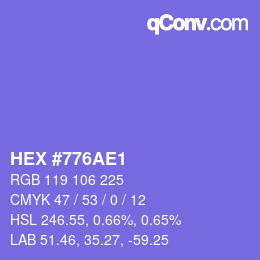 カラーコード: HEX #776AE1 | qconv.com