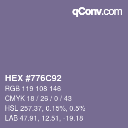 カラーコード: HEX #776C92 | qconv.com