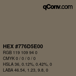 Color code: HEX #776D5E00 | qconv.com