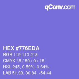 カラーコード: HEX #776EDA | qconv.com