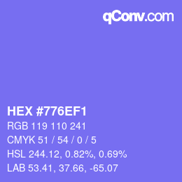 Color code: HEX #776EF1 | qconv.com