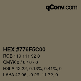 Color code: HEX #776F5C00 | qconv.com