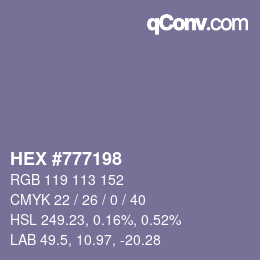 Color code: HEX #777198 | qconv.com