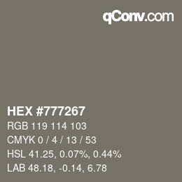 Color code: HEX #777267 | qconv.com