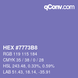 Color code: HEX #7773B8 | qconv.com