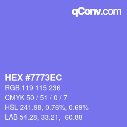 カラーコード: HEX #7773EC | qconv.com