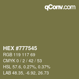 Color code: HEX #777545 | qconv.com