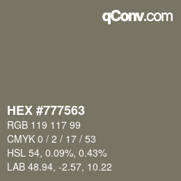 Color code: HEX #777563 | qconv.com