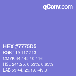 カラーコード: HEX #7775D5 | qconv.com