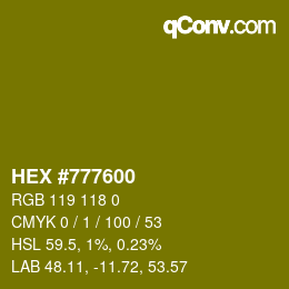 Código de color: HEX #777600 | qconv.com