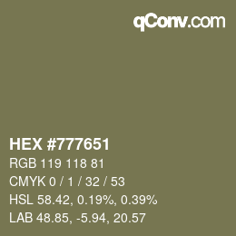 カラーコード: HEX #777651 | qconv.com