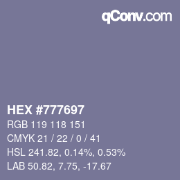 Color code: HEX #777697 | qconv.com