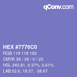 Color code: HEX #7776C0 | qconv.com