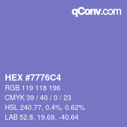 颜色代码: HEX #7776C4 | qconv.com