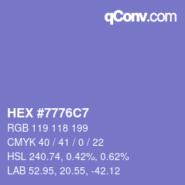 Color code: HEX #7776C7 | qconv.com