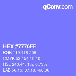 颜色代码: HEX #7776FF | qconv.com