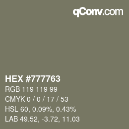 Color code: HEX #777763 | qconv.com