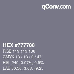 颜色代码: HEX #777788 | qconv.com