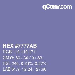 Color code: HEX #7777AB | qconv.com