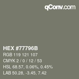 Farbcode: HEX #77796B | qconv.com