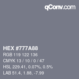 Farbcode: HEX #777A88 | qconv.com