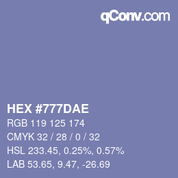 Color code: HEX #777DAE | qconv.com