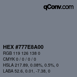 Farbcode: HEX #777E8A00 | qconv.com