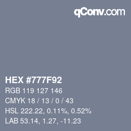 Farbcode: HEX #777F92 | qconv.com