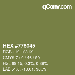 カラーコード: HEX #778045 | qconv.com