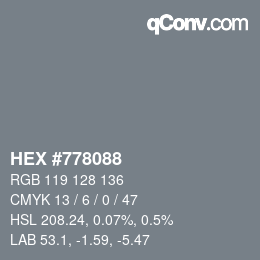 カラーコード: HEX #778088 | qconv.com
