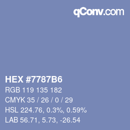 颜色代码: HEX #7787B6 | qconv.com