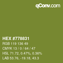 颜色代码: HEX #778831 | qconv.com