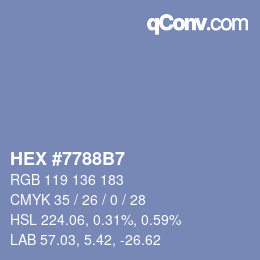 颜色代码: HEX #7788B7 | qconv.com