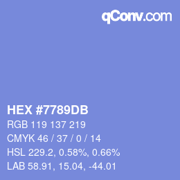 颜色代码: HEX #7789DB | qconv.com